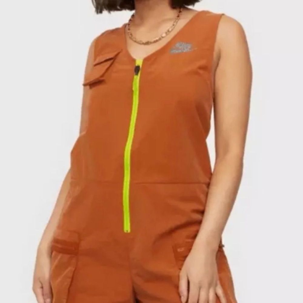 Nike Utility Romper L Burnt Orange Zip Front Sleeveless Athleisure